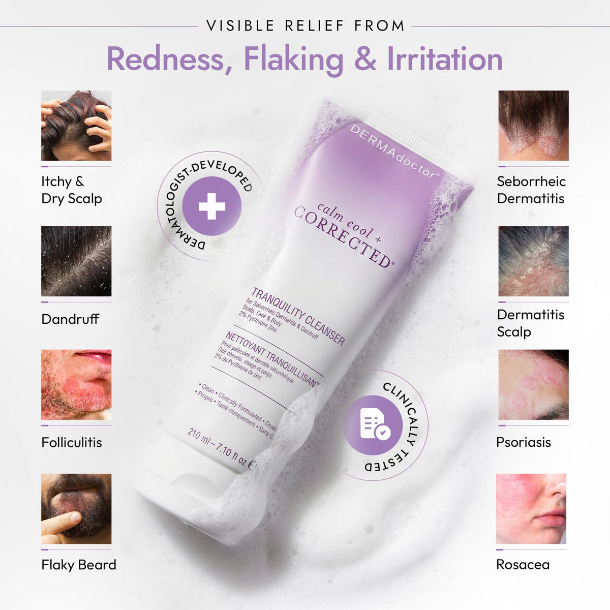 DERMAdoctor non-foaming milky gel texture, hydrates while medicating benefit