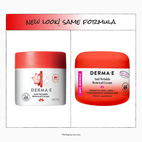 Derma E open jar revealing cream consistency for renewal benefit