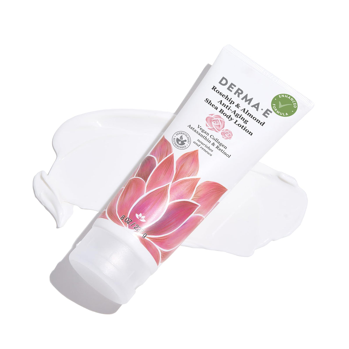 Derma E applied to elbow showing targeted hydration and softened appearance