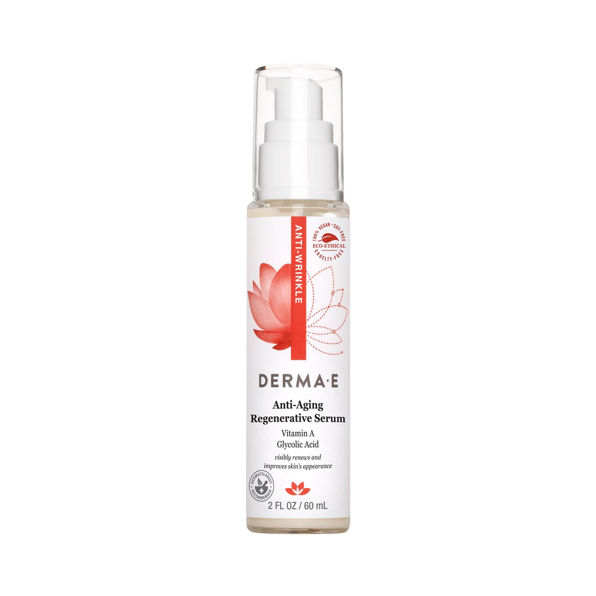DERMA E front packaging showing bottle and clear labeling for easy selection