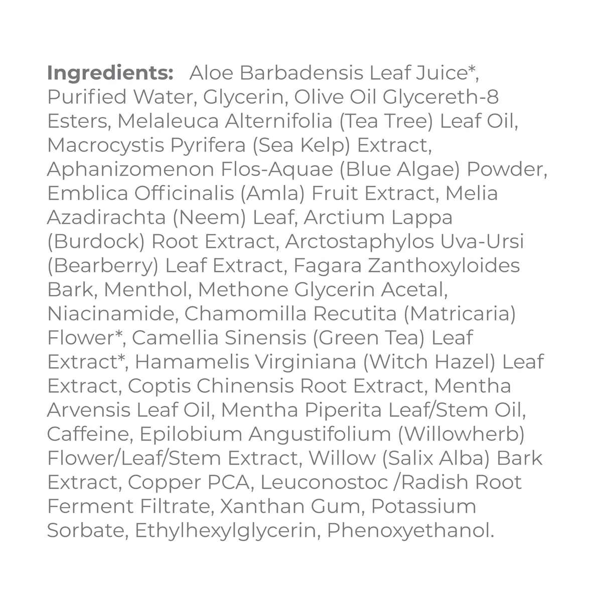 derma-e closeup of tea tree and menthol highlighting clarifying benefit