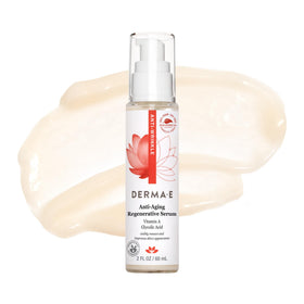 DERMA E serum in bathroom setting suggesting daily skincare routine benefit