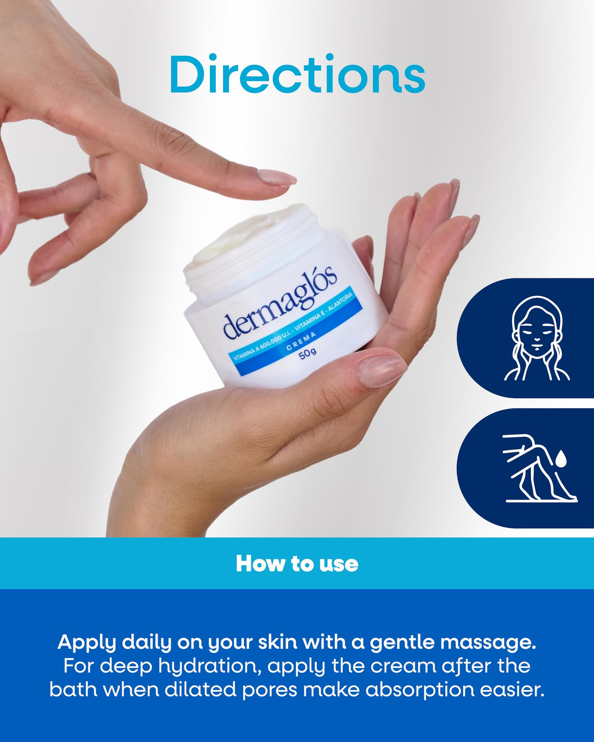Dermaglós applied on forearm demonstrating quick absorption and smoothing