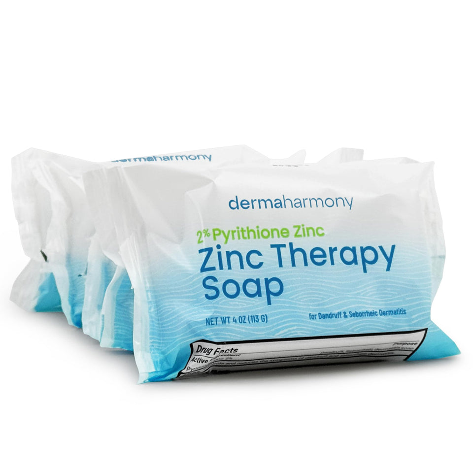 Dermaharmony bar front packaging showing medicated zinc formula and benefit
