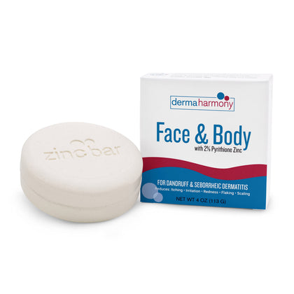 Dermaharmony face and body bar front packaging showing clean design and size benefit