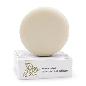 Dermaharmony shampoo bar beside a coin for 4 oz size and travel convenience