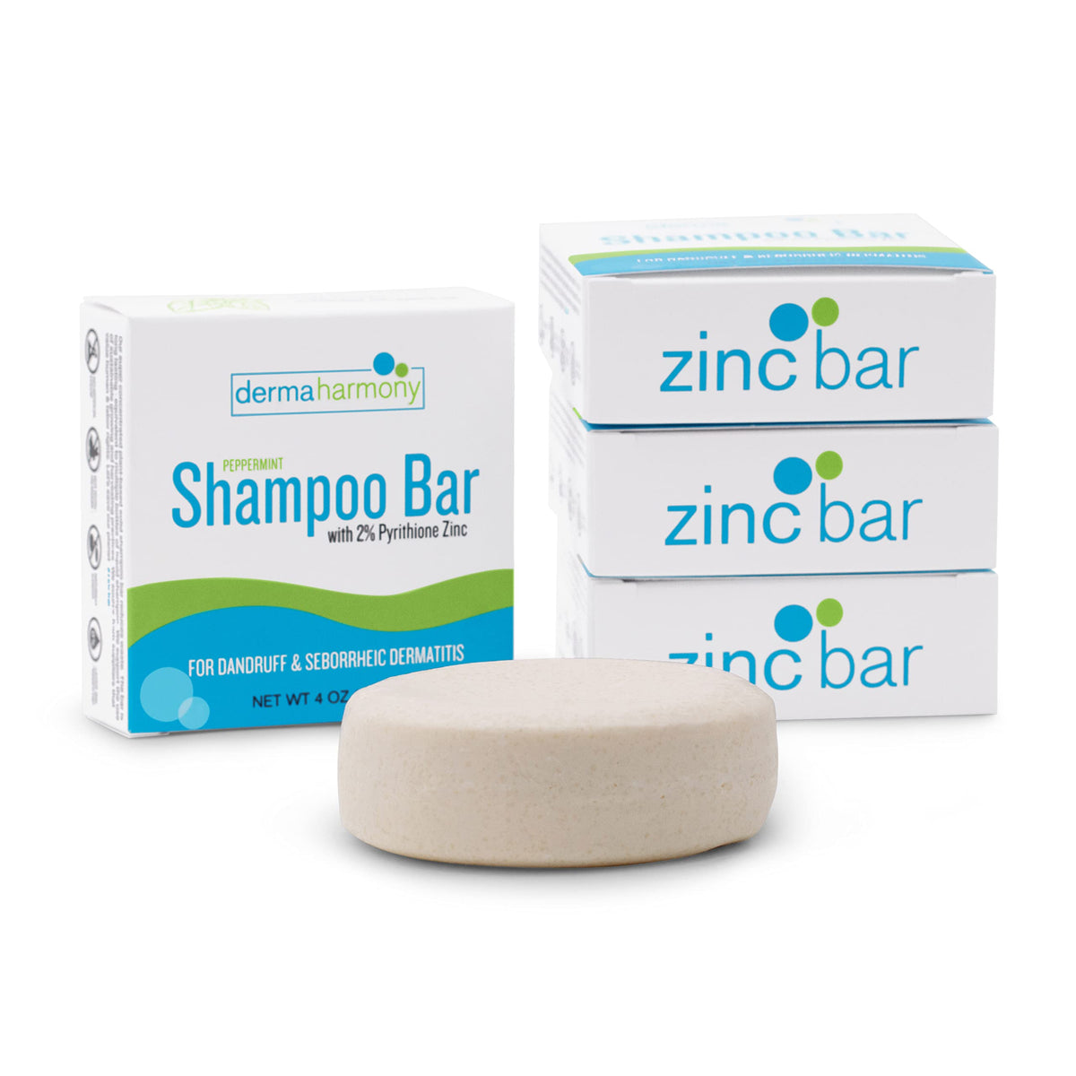 Dermaharmony shampoo bar rubbed into wet hair demonstrating application