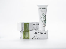 Dermaka front packaging showing two 4 oz tubes and natural benefits