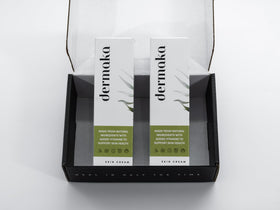 Dermaka on bathroom shelf in lifestyle setting suggesting daily routine use