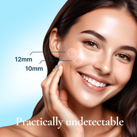 DERMAKR patch applied to cheek demonstrating discreet coverage and protection