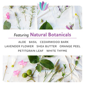 Dermal-K botanical oils and herbs highlighting natural fragrance benefits