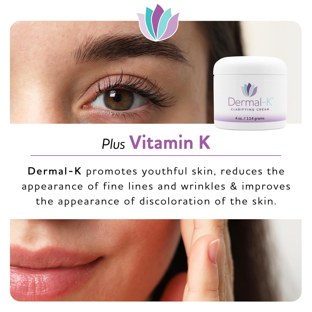 Dermal-K jar held in hand showing 4 oz size and portability benefit