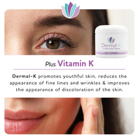 Dermal-K jar held in hand showing 4 oz size and portability benefit