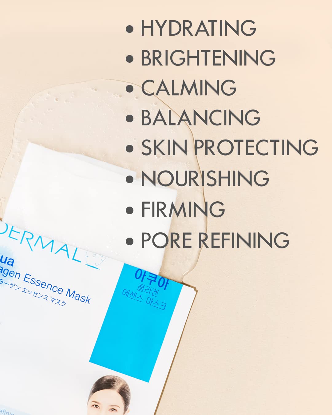 DERMAL mask held in hand before application illustrating easy use