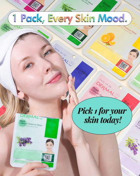 DERMAL mask applied to face demonstrating calming and even coverage