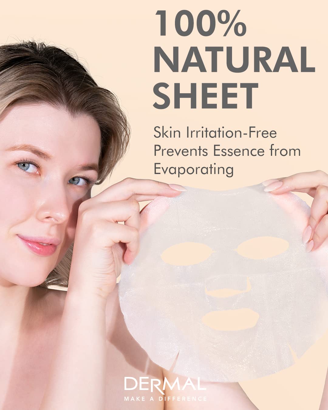 DERMAL mask worn on face in lifestyle setting demonstrating calming benefit