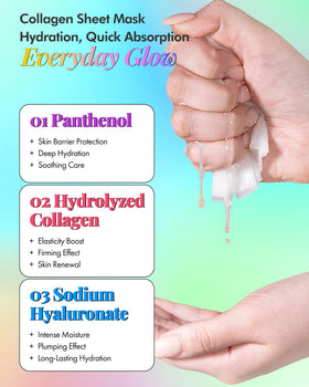 DERMAL mask next to hand for scale to show single-use convenient size