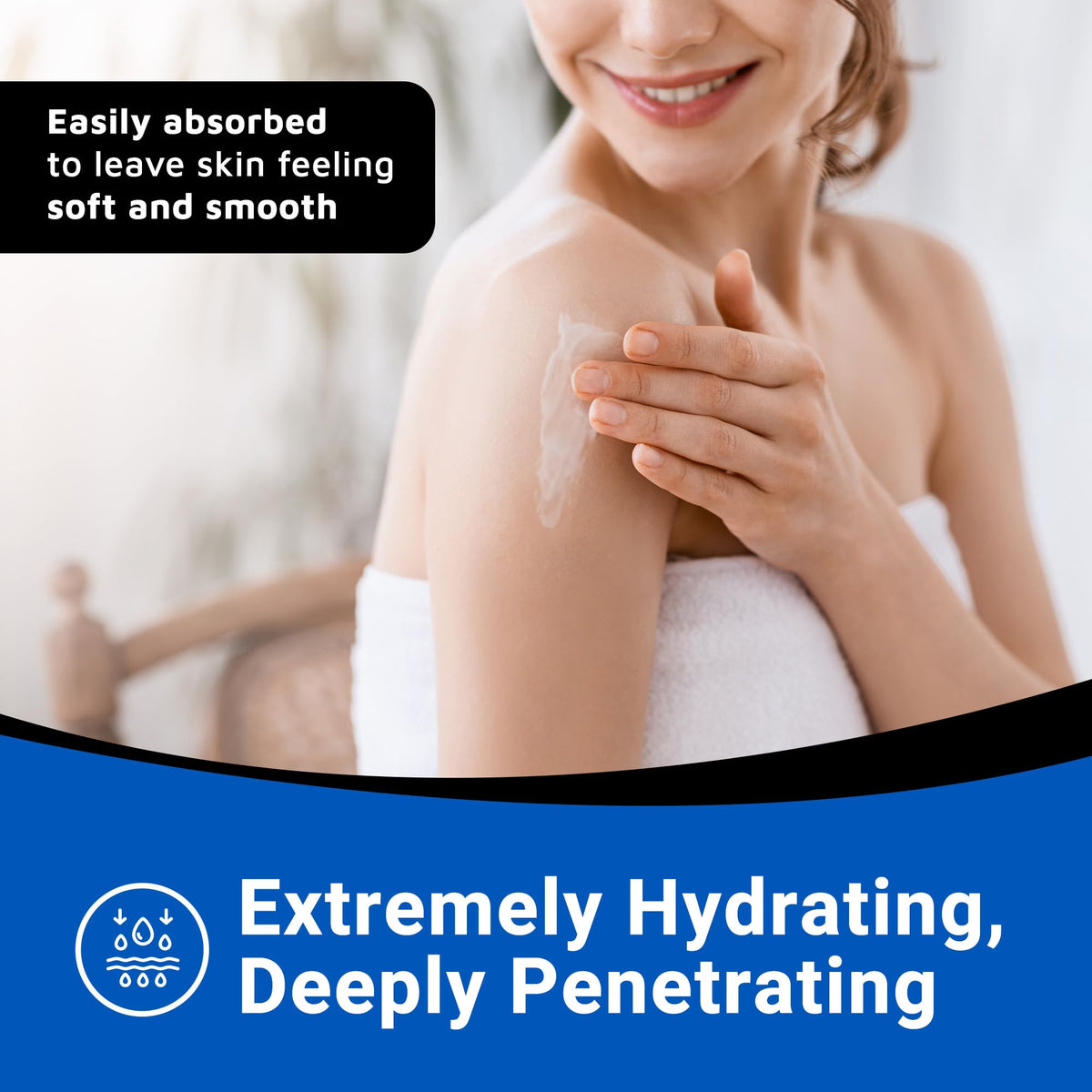 Dermal Therapy bottle held in hand to show scale and 16 fl oz capacity for long-lasting use