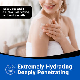 Dermal Therapy bottle held in hand to show scale and 16 fl oz capacity for long-lasting use