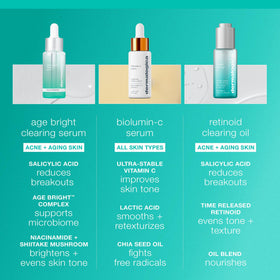 Dermalogica close-up of glass bottle and label emphasizing premium formulation