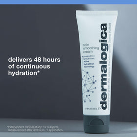 Dermalogica cream applied to hand demonstrating spreadability and instant hydration