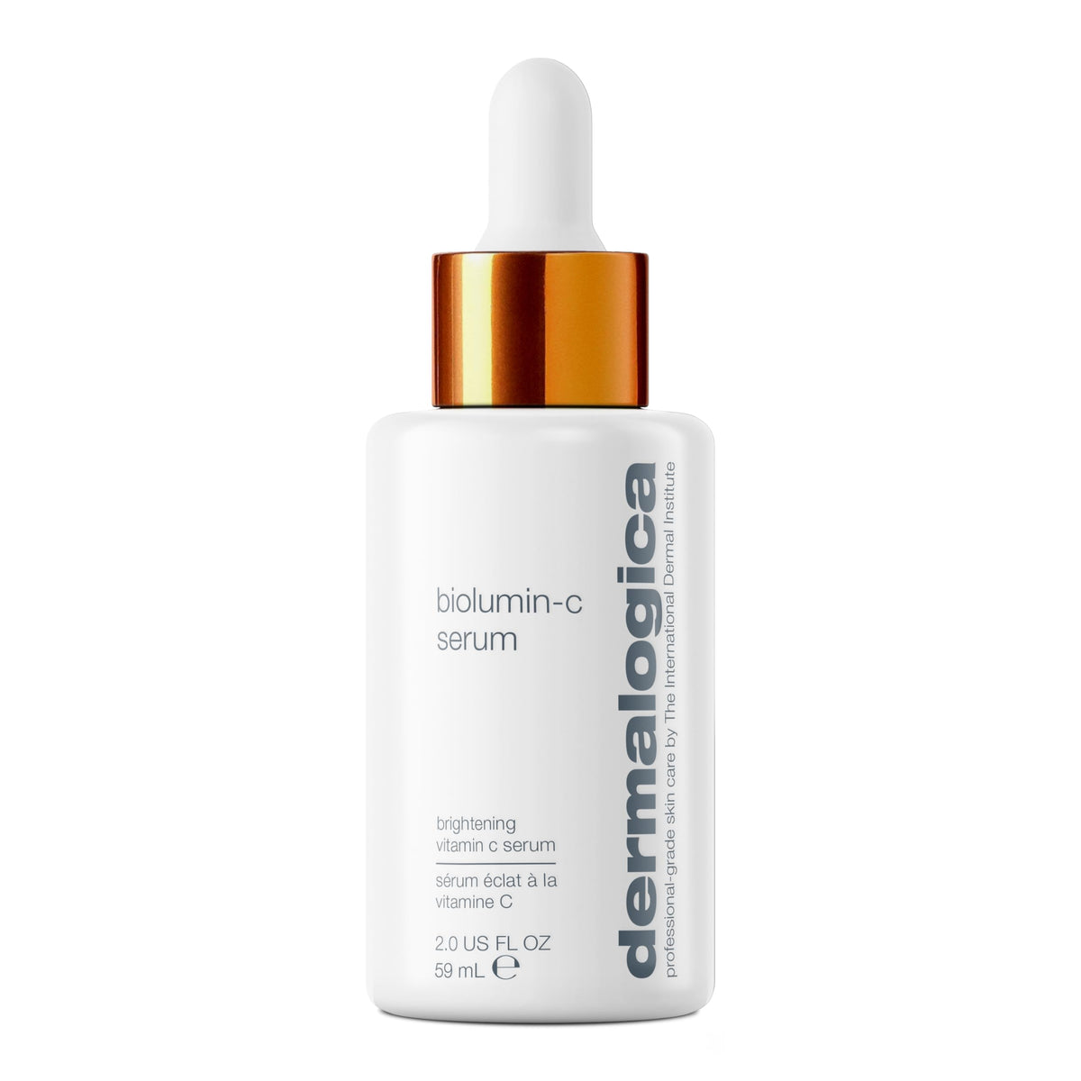 Dermalogica bottle front view showing Biolumin-C Serum packaging and brightening benefit