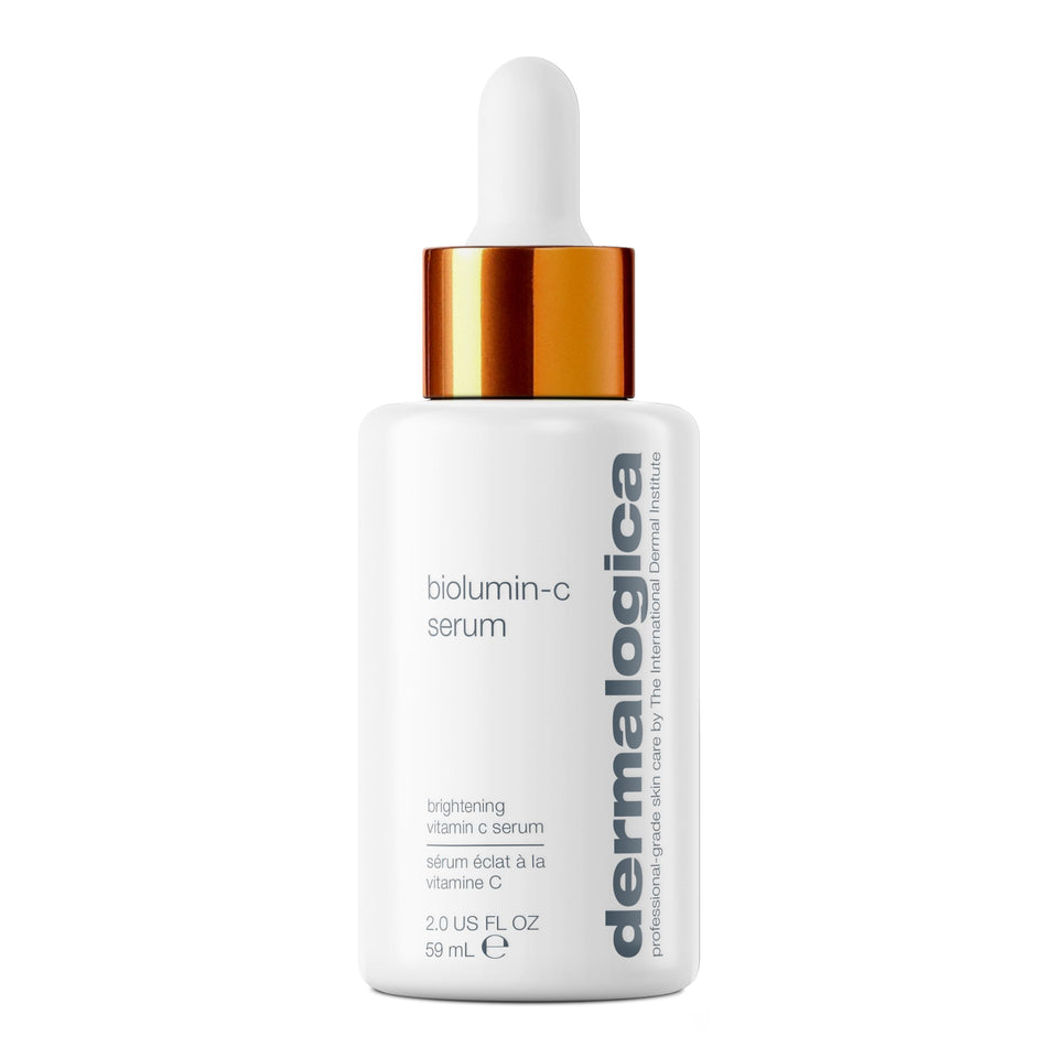 Dermalogica bottle front view showing Biolumin-C Serum packaging and brightening benefit