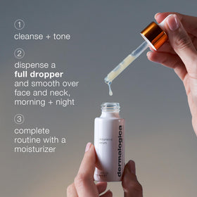 Dermalogica dropper releasing serum illustrating precise application and minimal waste