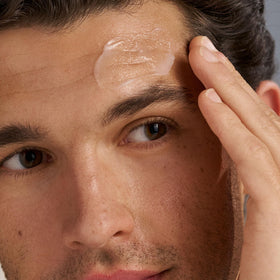 Dermalogica calm water gel on back of hand, displays fast absorption and dewy finish benefit