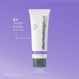 Person applying Dermalogica calm water gel to face in morning, suggests smooth layering under makeup