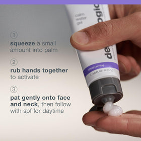 Dermalogica calm water gel with lavender sprig, illustrates calming scent ingredient and soothing benefit