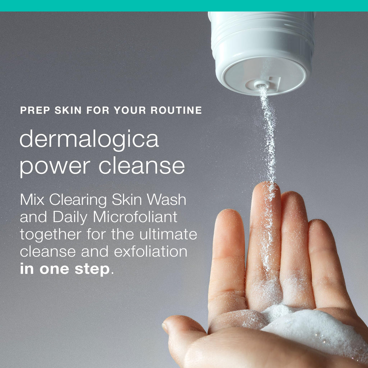 Dermalogica bottle staged on bathroom shelf for everyday routine display