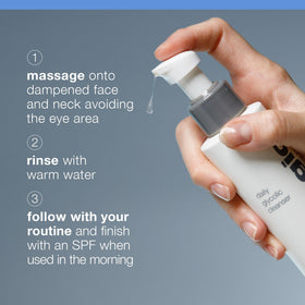 Dermalogica ingredients label close-up highlighting glycolic acid