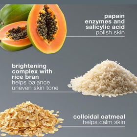 Dermalogica powder beside a measuring spoon illustrating easy dispensing and portioning