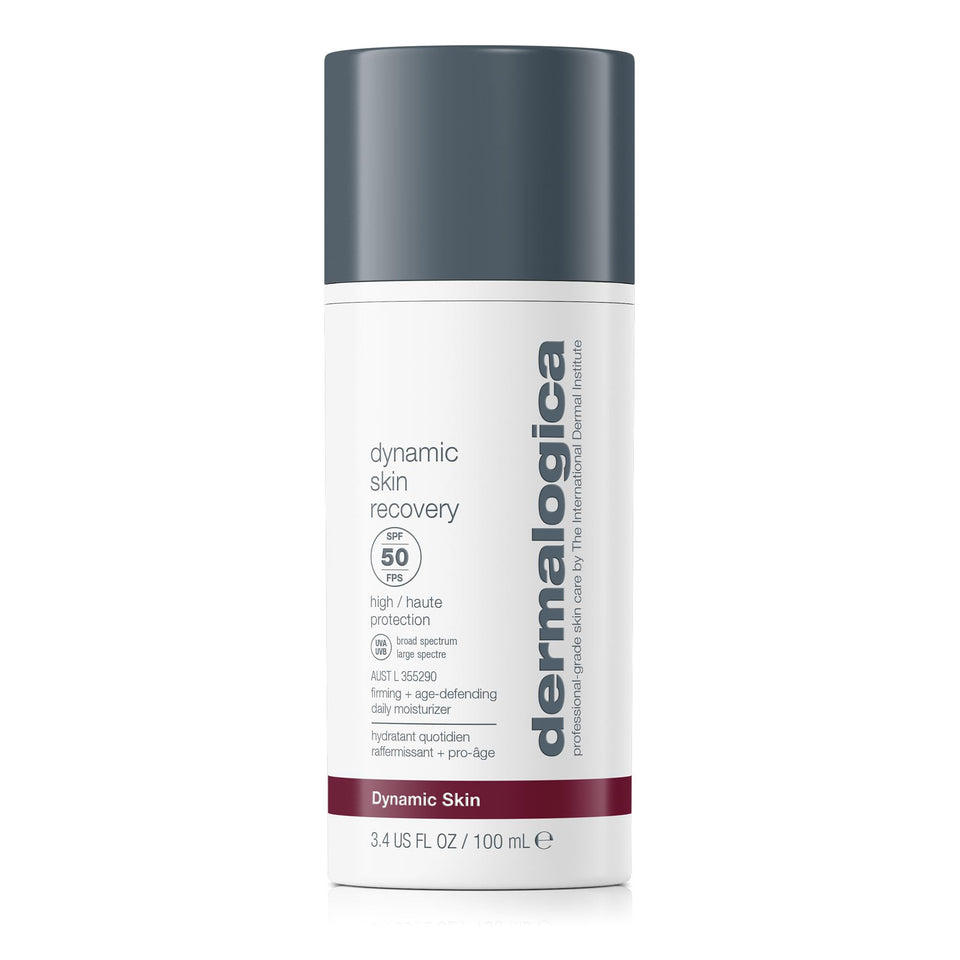Dermalogica front packaging showing SPF50 protection and sleek design benefit