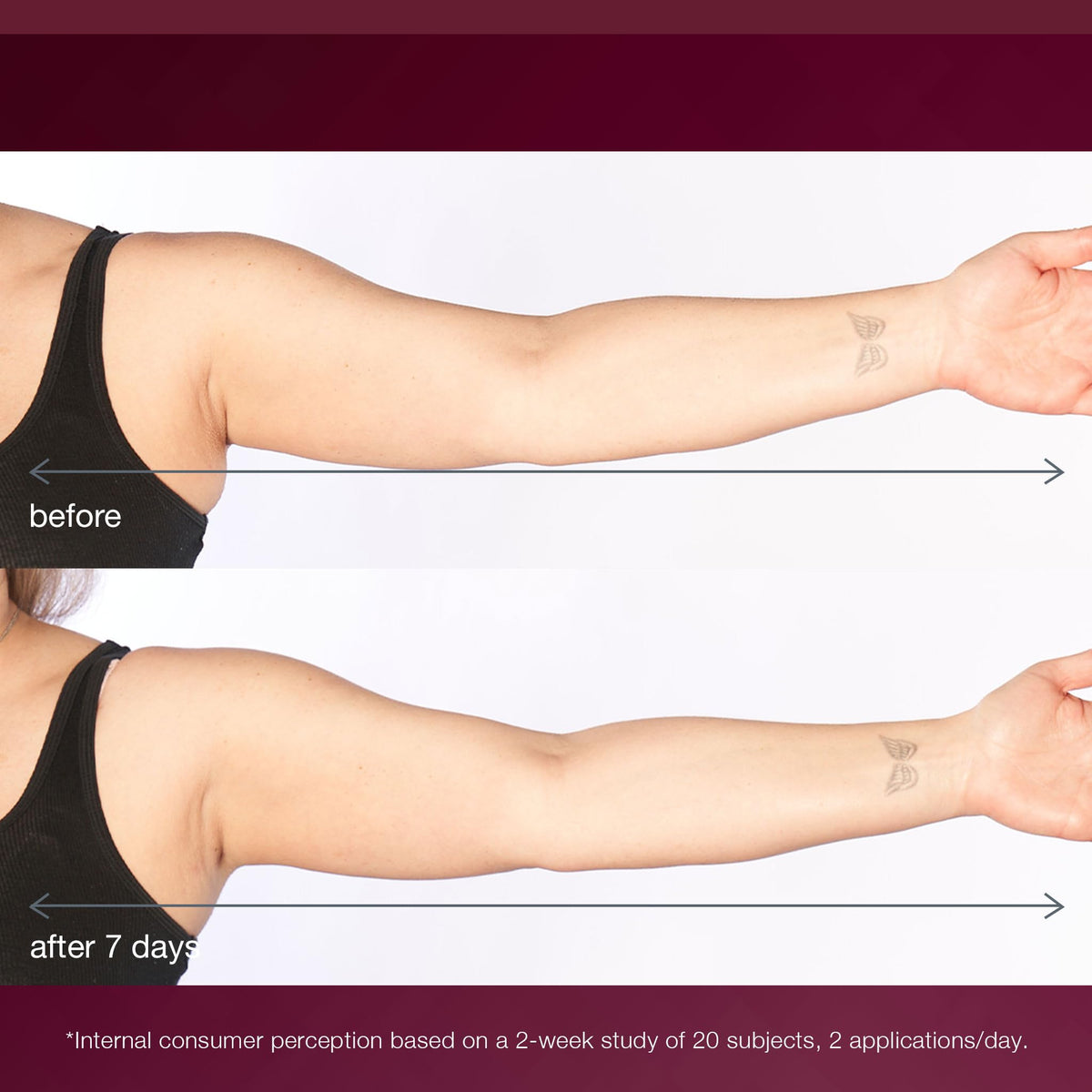 Dermalogica serum being massaged into arms to show lifting benefit