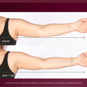 Dermalogica serum being massaged into arms to show lifting benefit