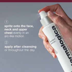 Dermalogica Hydramist bottle in hand showing travel-friendly size and convenience