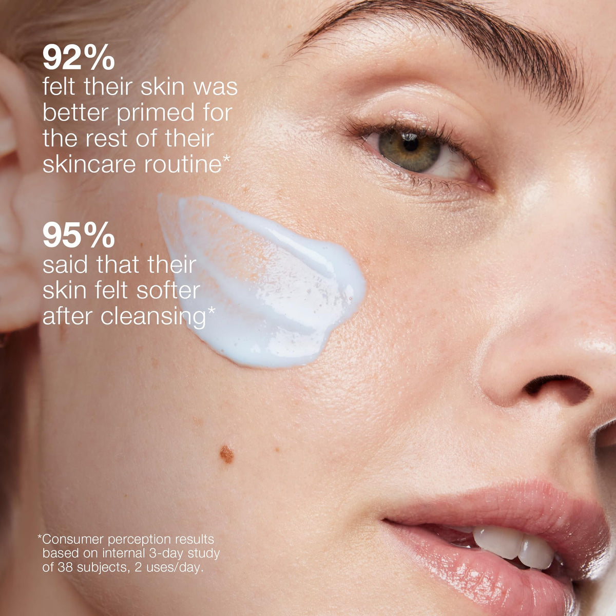 Dermalogica dispensed pump amount on fingers for controlled, no-waste use