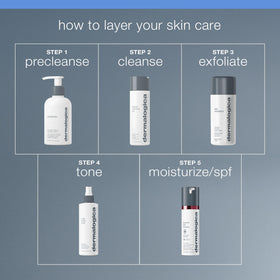 Dermalogica bottle beside moisturizer, illustrates layering benefits