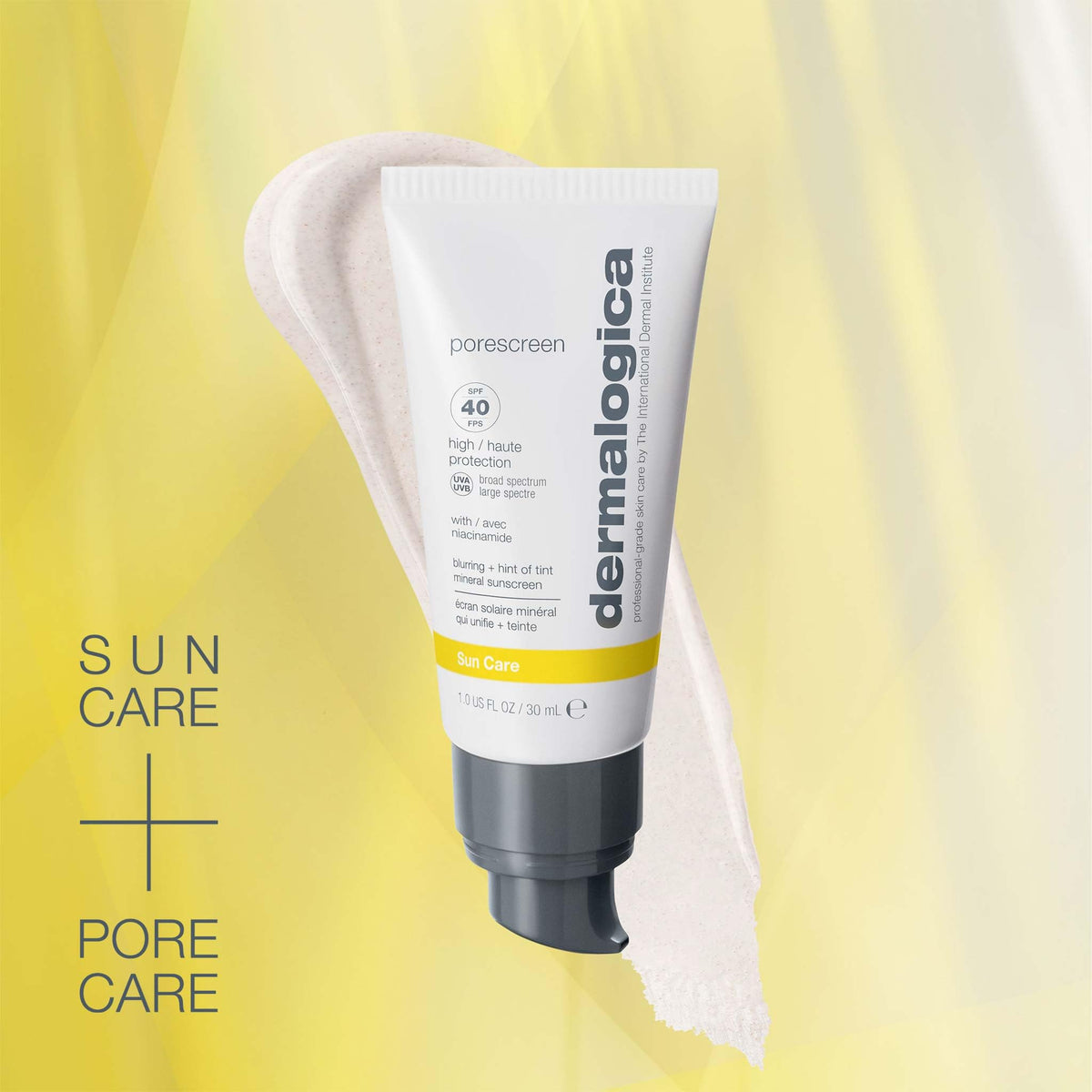 Dermalogica Porescreen inside a makeup bag for on-the-go sun protection