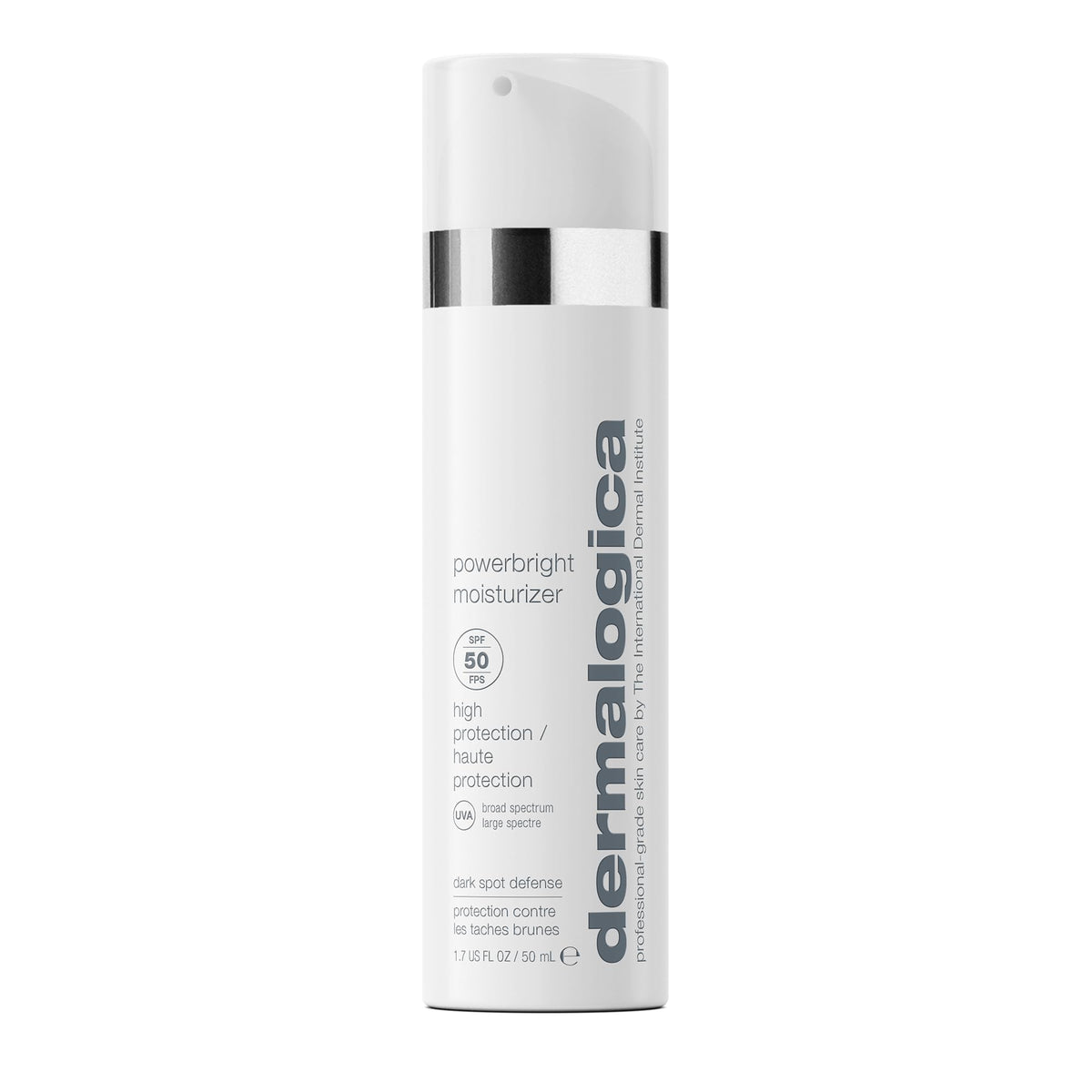 Dermalogica front packaging showing SPF 50 protection and brightening benefits