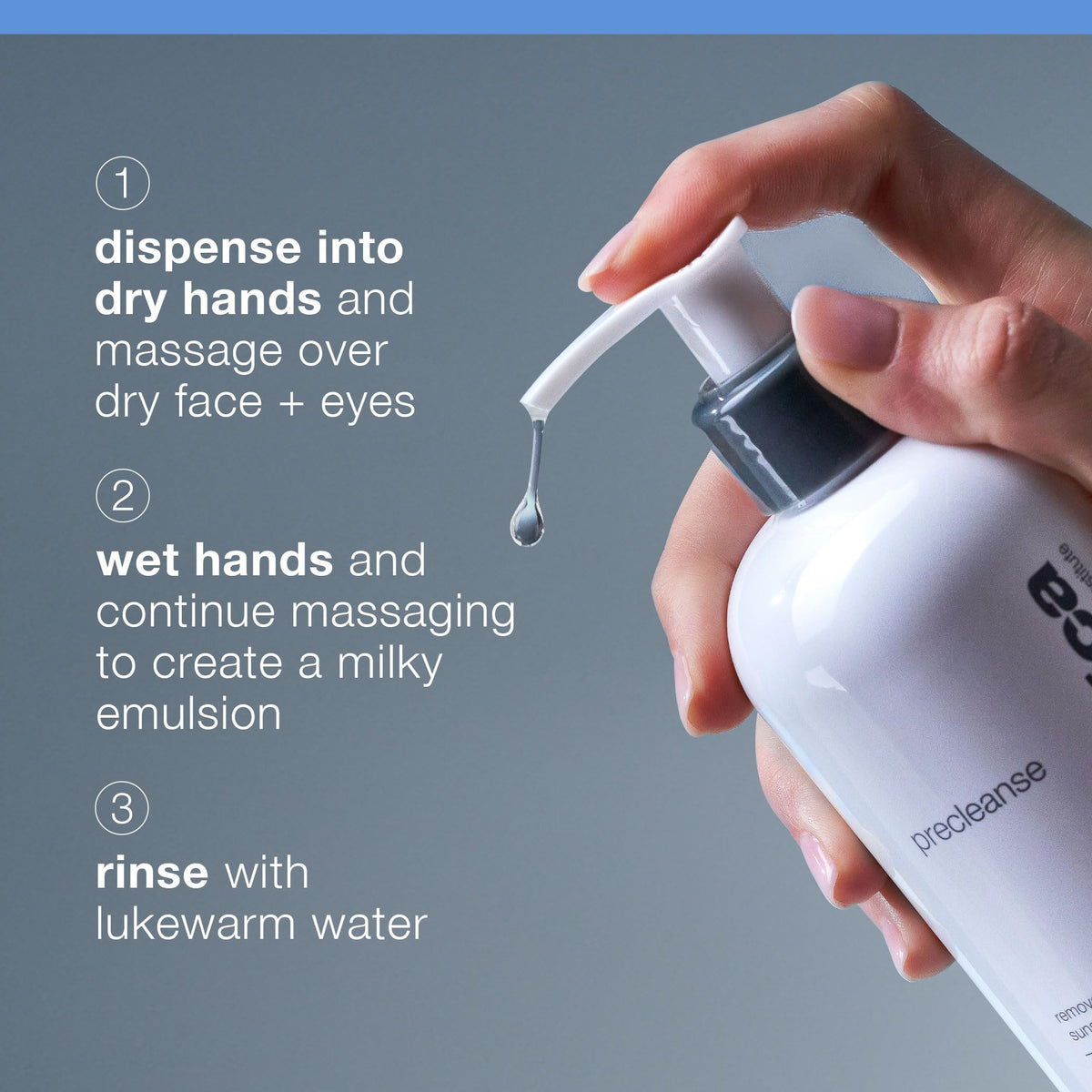 Dermalogica Precleanse held in hand demonstrating travel-friendly size