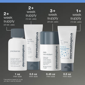 Dermalogica product flatlay with towel illustrating a complete cleansing routine