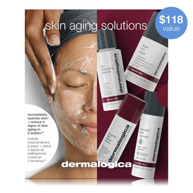 Dermalogica travel pouch with products styled for packing convenience and portability
