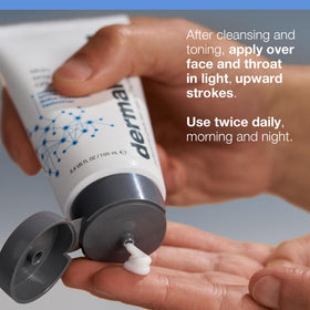 Dermalogica dispenser detail highlighting hygienic application and portion control benefit