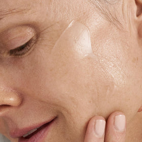 Dermalogica applying gel-cream to cheek indicating easy nightly application