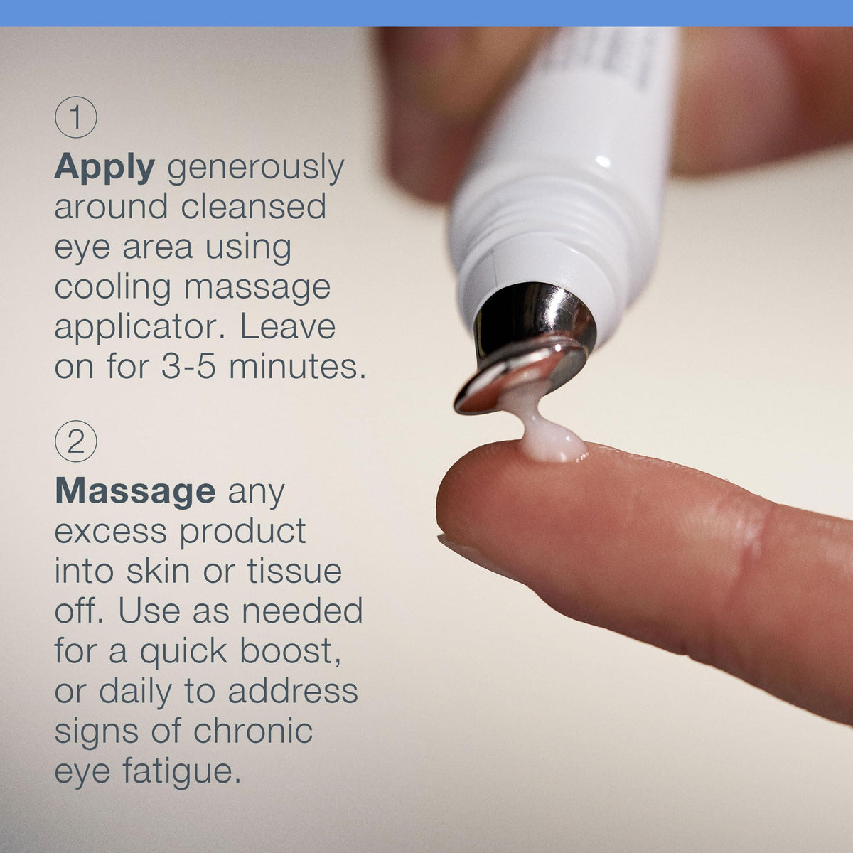 Dermalogica applying product under eye, helps reduce puffiness and brighten