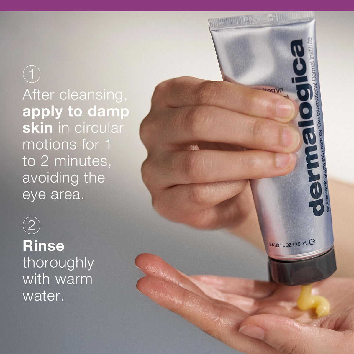Dermalogica cream-gel texture on fingertip showing easy spreadability