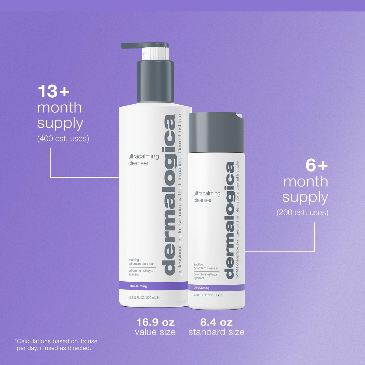 Dermalogica 16.9 oz bottle next to hand showing true size and value